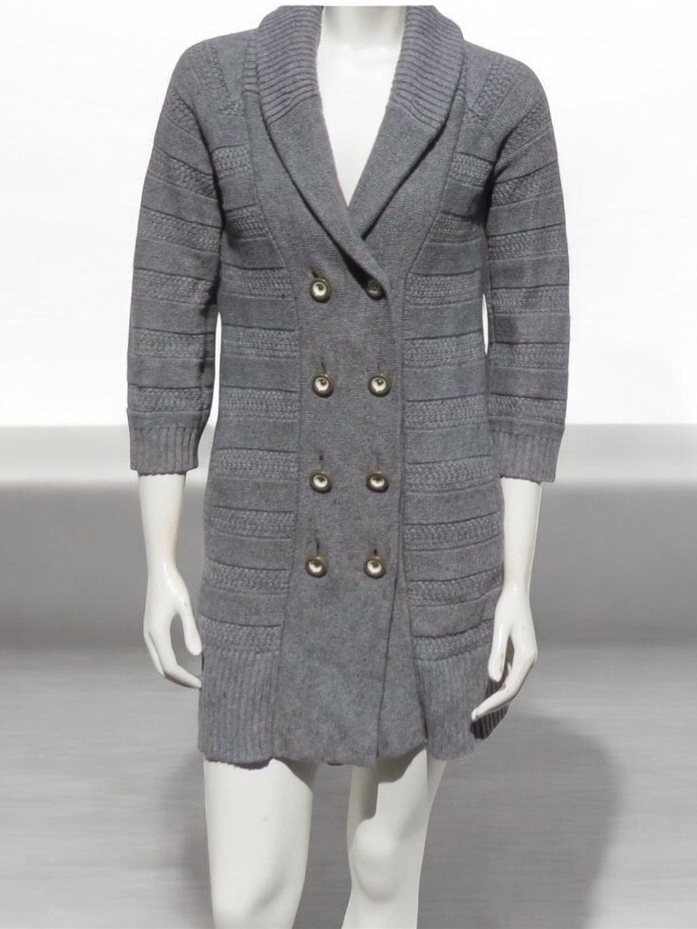 JUICY COUTURE Gray Wool Cashmere Chunky Knit Long Cardigan Sweater Size M